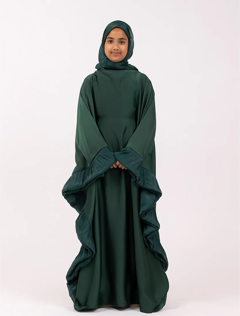 Green Girls Organza Trim Kaftan